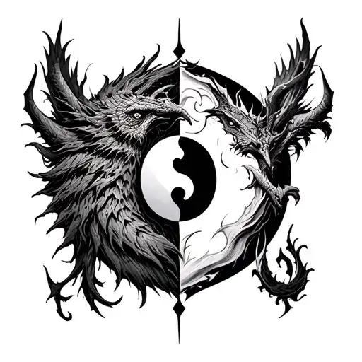 Chernobog And Belebog Chests On A Yin Yang Symbol
