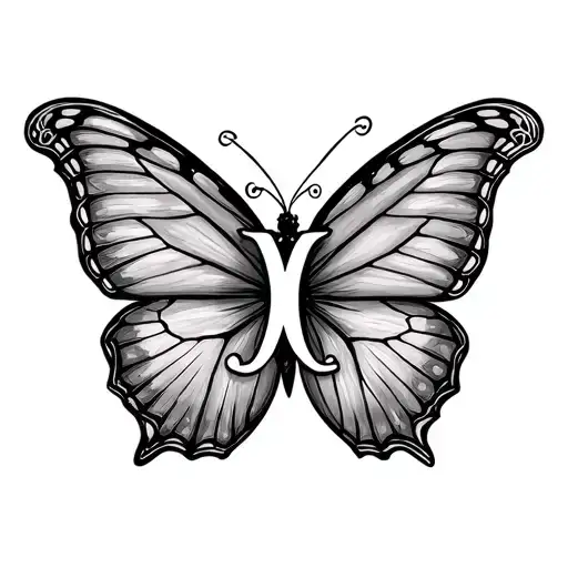Butterfly Using Initials J And C In The Shape Inside