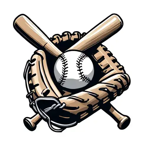 Baseball Glove With Ball And Bat On The Inside