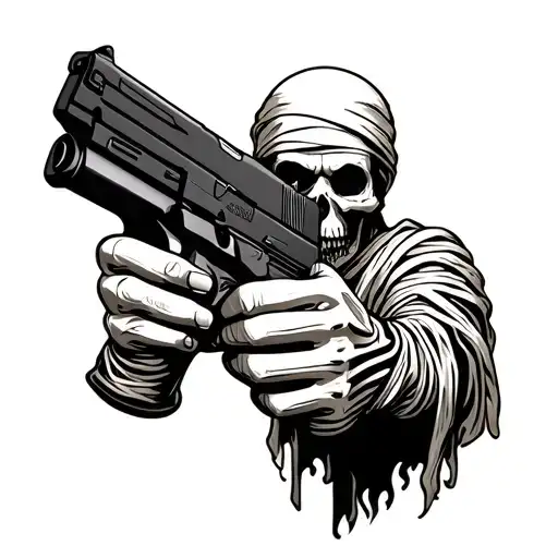Mummy Holding An Ar Pistol