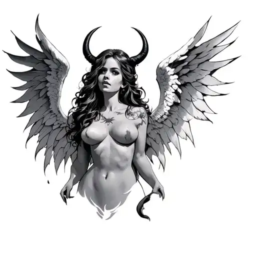 Angel Woman With Devil Wings