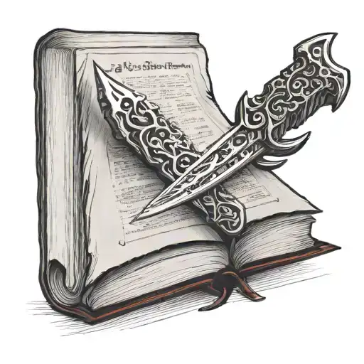 Knife Stabbing Through An Open Book