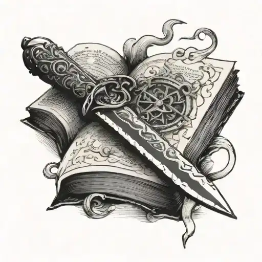 Knife Stabbing Through An Open Book