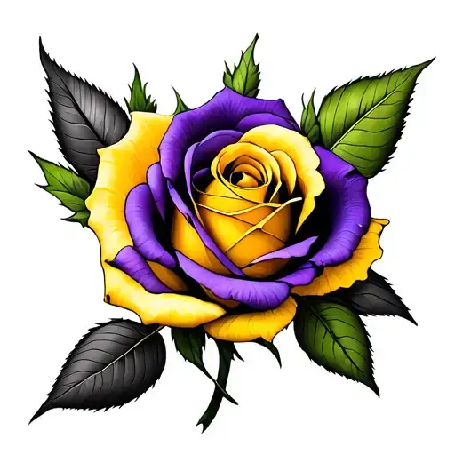 Purple Rose And Yellow Rose Side By Side