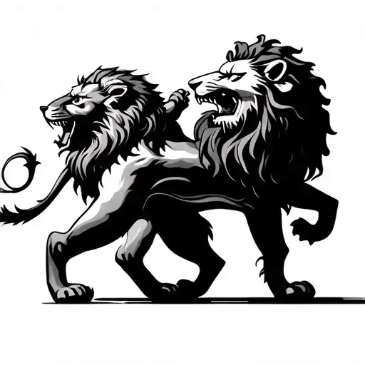 Persian Lion Fighting With Dutch Lion