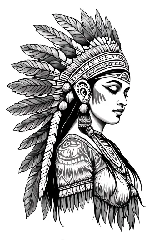 Mictlantecuhtli Headdress Being Worn Woman Loking To Side
