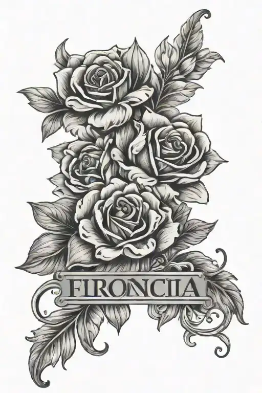 Florencia Name Tattoo With Flowers