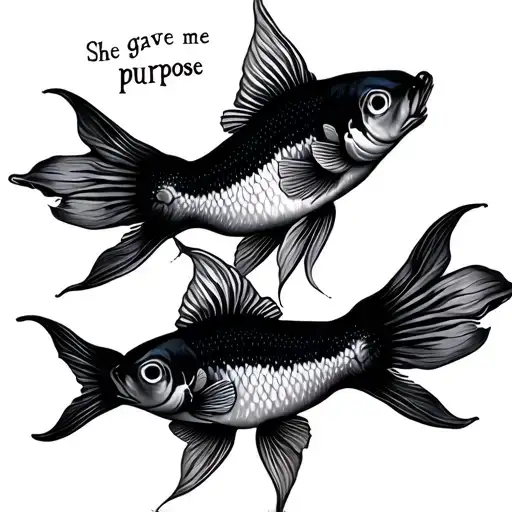 The Quote She Gave Me Purpose With 2 Beta Fish Swimming Around It