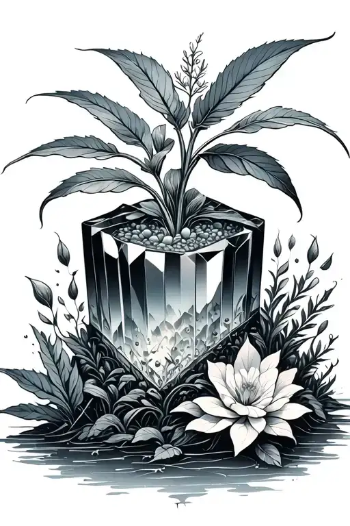 Plant Growing Around A Cristal
