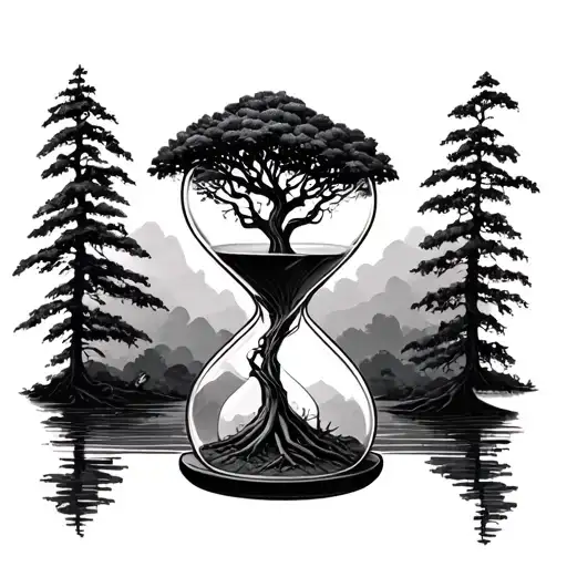 Hourglass With Tree Growing Together