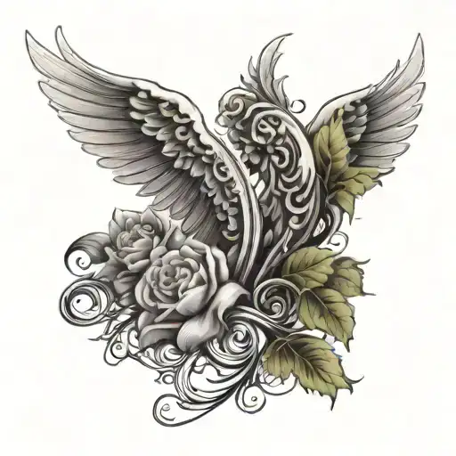 Angel Wing With Winding Road With Dogflower With Clouds