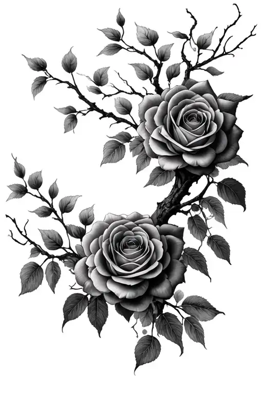 Willow Tree With Roses Negative Space Themed