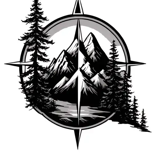 Mountains Compass Trees