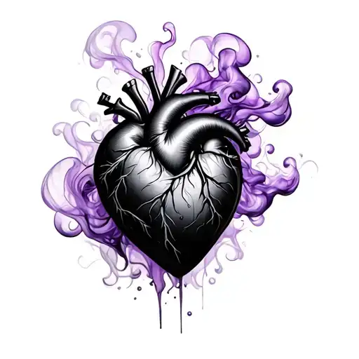 Fami A Whole With A Black Heart From Which Purple Smoke Comes Out