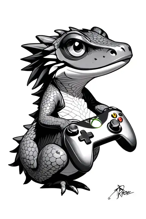 A Geko With An Xbox Controller Anime Character