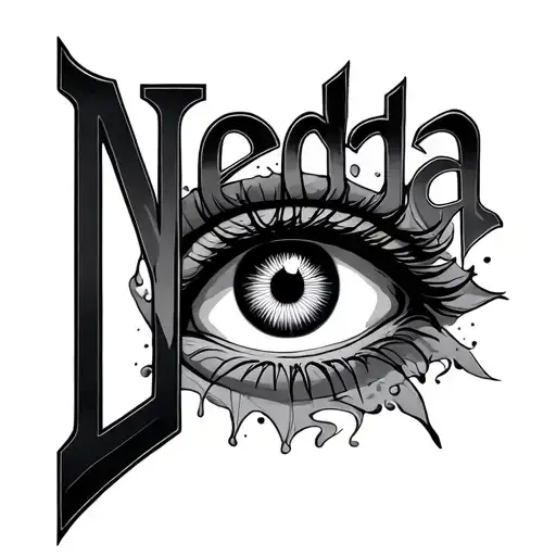 The Combination Of The Name Neda And Eye Inside