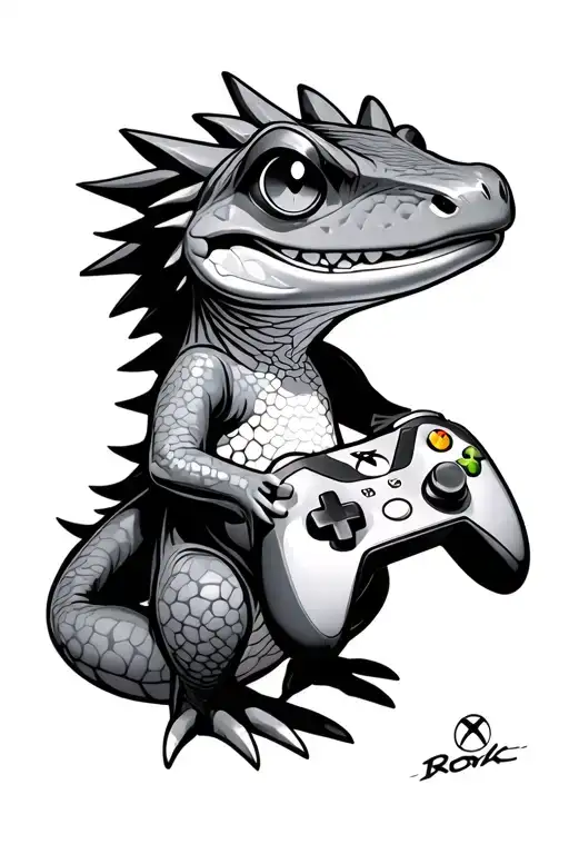 A Geko With An Xbox Controller Anime Character Simple No Spikes