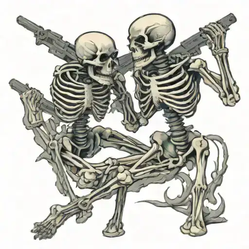 Tinny Military Skeletons Fighting