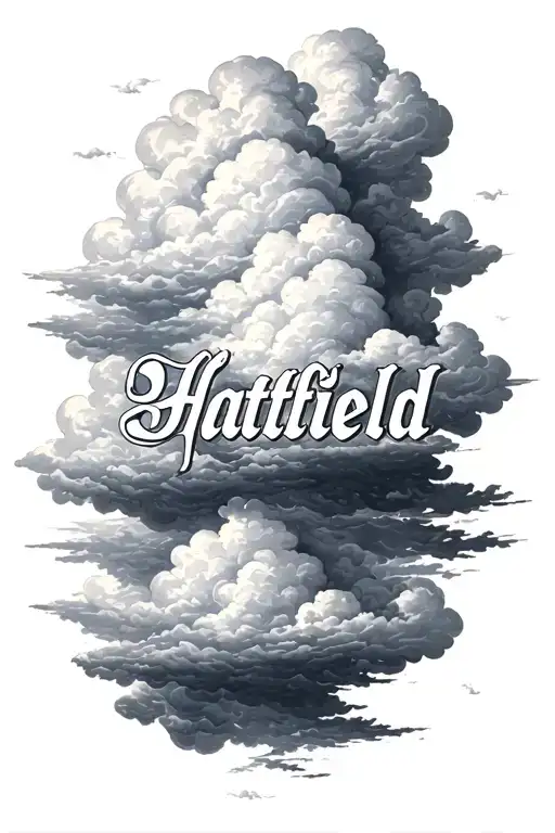 Realistic Clouds With Hatfield Written In The Middle