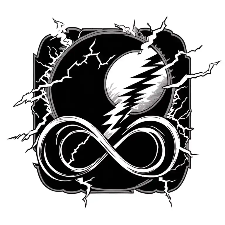 Infinity Symbol Thin Lines Ontop Of Grateful Dead Lightning