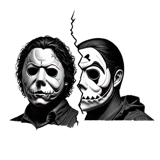 Michael Myers And Jason Mask Split In Half