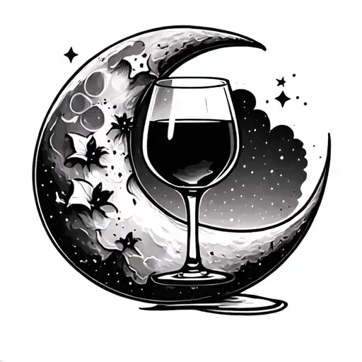 Wine Glass Moon Best Friend