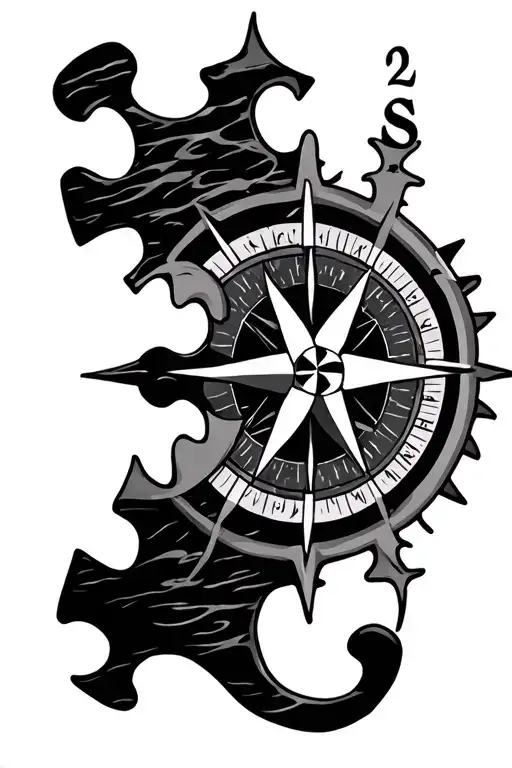 Puzzle Piece And Compass Design