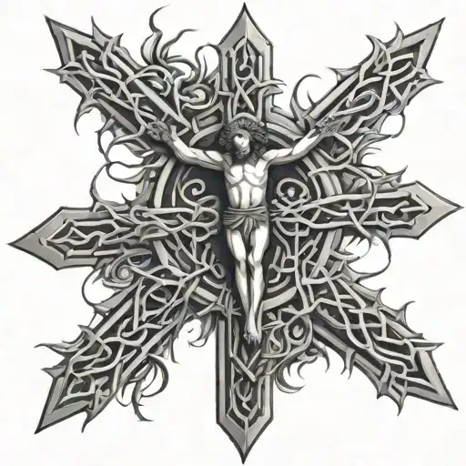 Thorns And Crosses With Crucified People