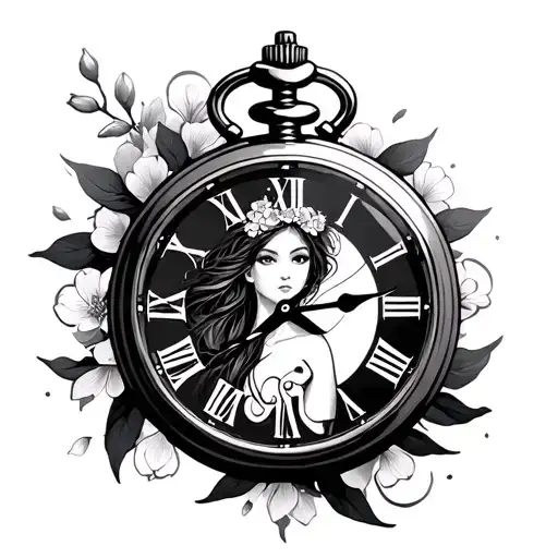 Tribal Pocket Watch With Shade Around Her Sakura
