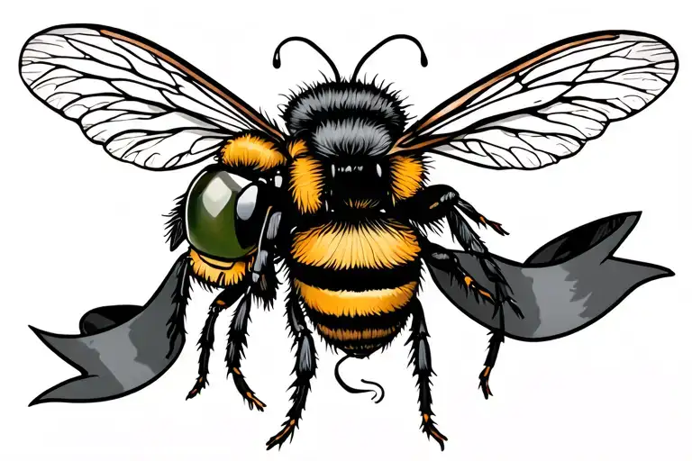 Bee Green Ribbon And Words