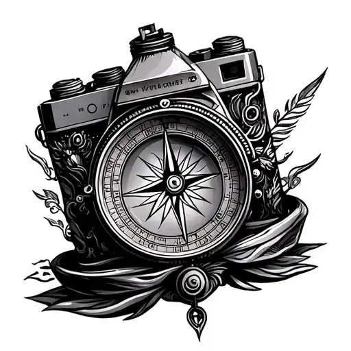 Compass And Camera And World And Maoride Design Are United