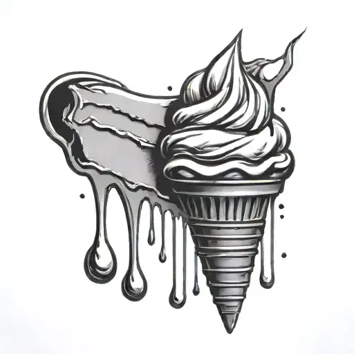 Black Icecream Cone Dripping Upsidedown