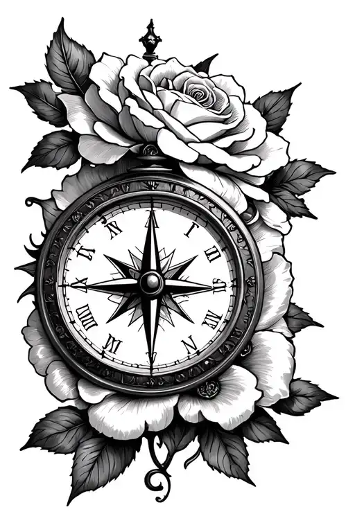 Beach Rose Compass Clock All Seeing Eye