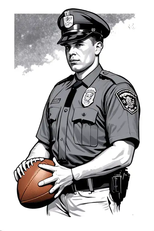 Police Officer Holding Football