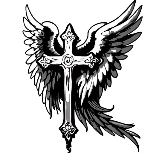 Cross And Angel Wings