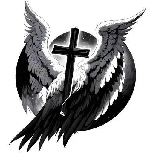 Cross And Angel Wings
