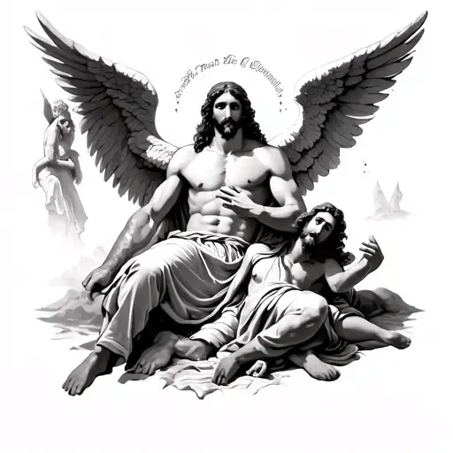 Angels Ministering To Jesus After He Defeats Lucifer