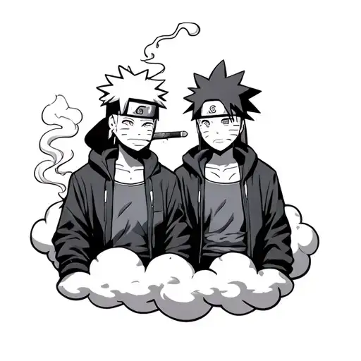 Naruto And Sauske Smoking A Blunt On A Cloud