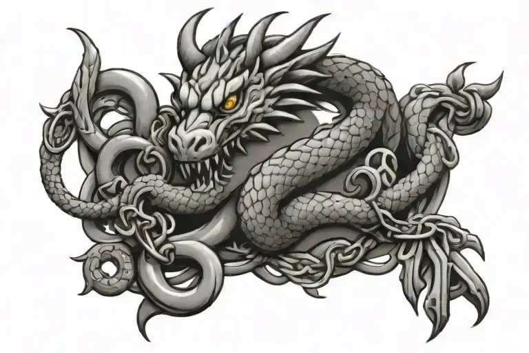 Charm Bracelet Tattoo With A K And A Dragon Wrapped