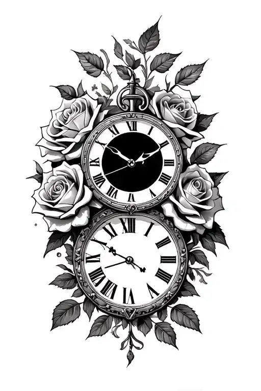 Roses And Roman Numeral Clock