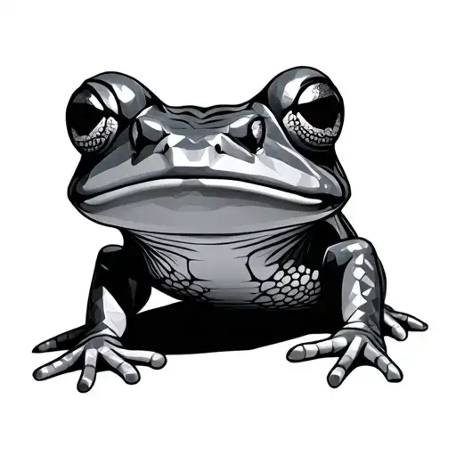 Geometric Frog With Face Facing The Viewer