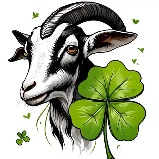 Goat Inside Of 4 Leaf Clover