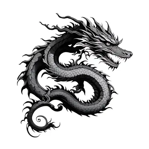 Dragon Wraped Around A Bonzai Tree