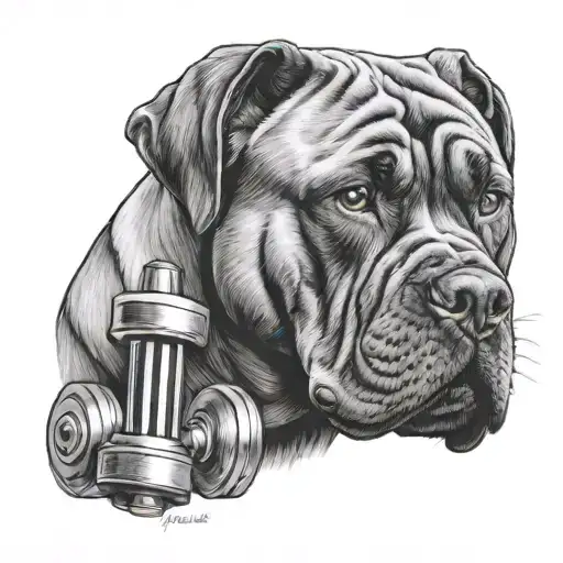 Cane Corso And Dumbells
