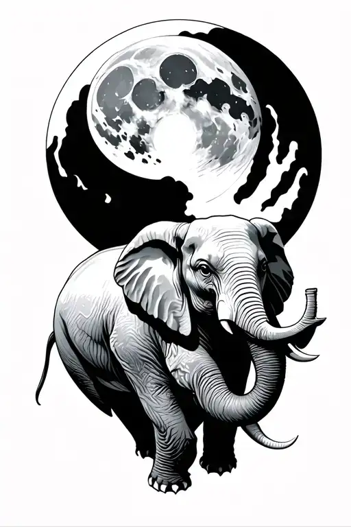 Elephant Holding Full Moon