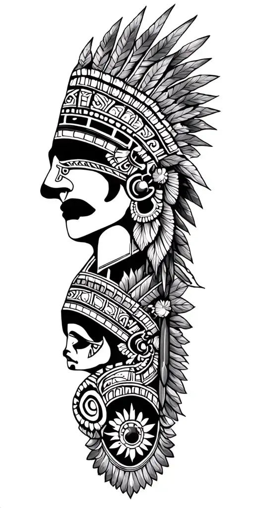 Aztec Chicano Style Tattoo With Multiple Images