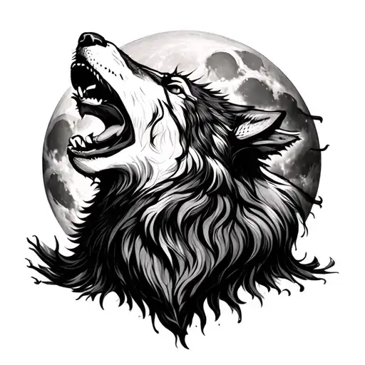 Three Headed Wolf Howling At The Moon