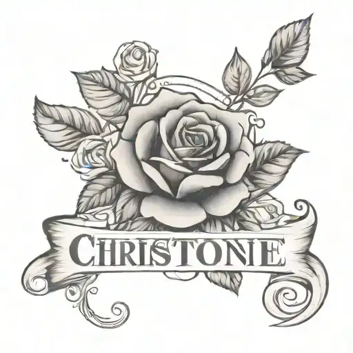 The Name Christonie With Roses Blooming Flowers