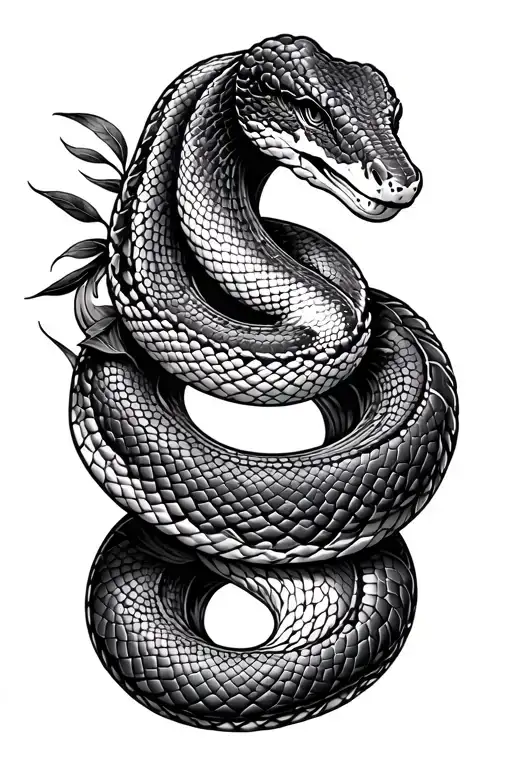 Snake Wrapped Garden Scene