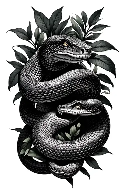 Snake Wrapped Garden Scene Tattoo Design Inspired